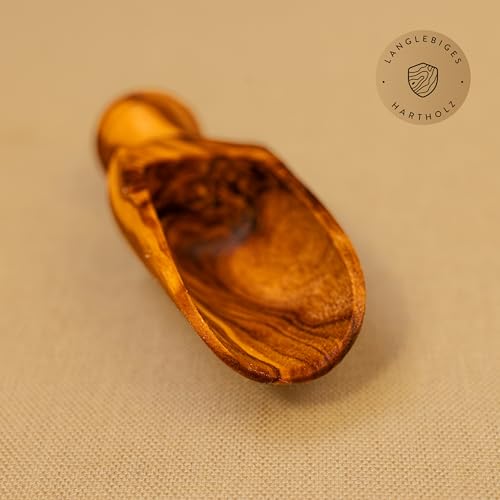 DAS OLIVENHOLZBRETT® Dosierlöffel Holz, Mehlschaufel, Gewürzschaufel Olivenholz, 6 cm