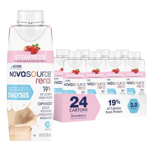 NOVASOURCE Renal Strawberry Dialysis Protein Shake, 8 Fl Oz, 24pk