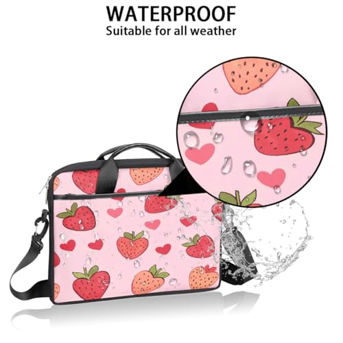 Bolso para portátil rojo con diseño de corazón de fresa 15 pulgadas miniatura 3