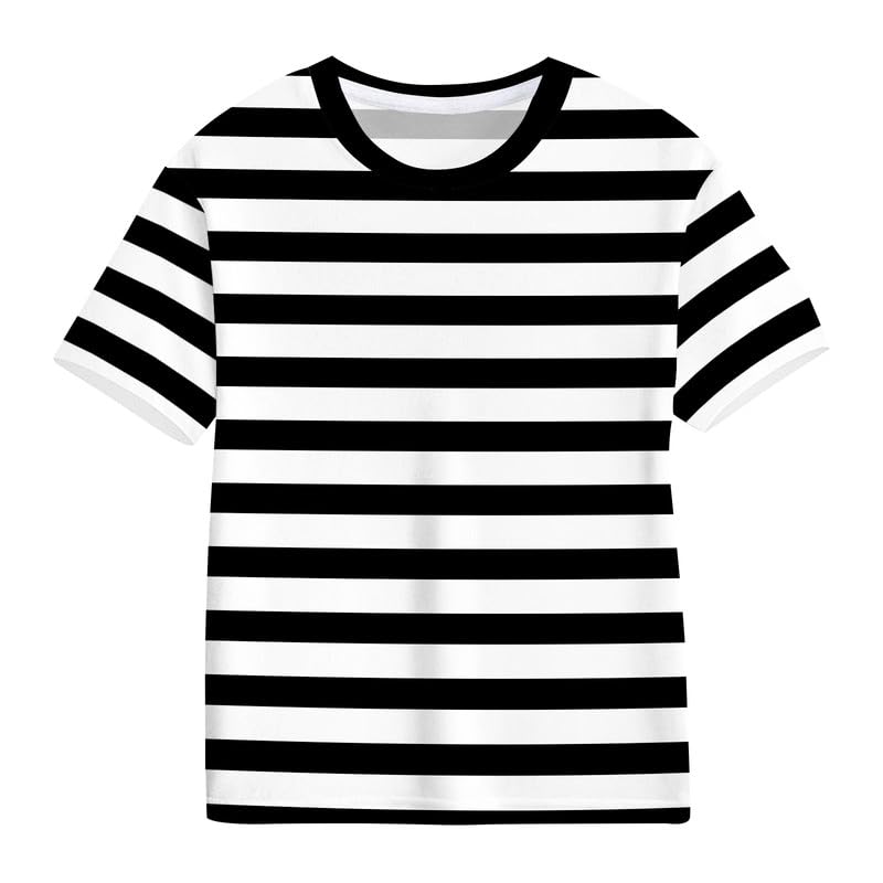 TMSD Kids Halloween Stripes T-Shirt Short Sleeve Tee Cosplay Party Costume 4-14 Years