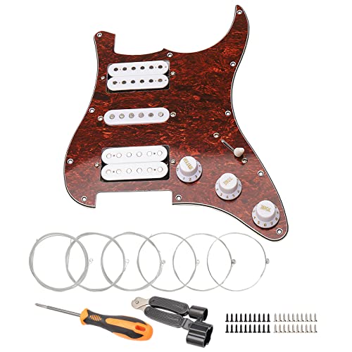 Pickguard pré-câblé HSH blanc 11 trous micro guitare Fender Strat avec cordes de rechange