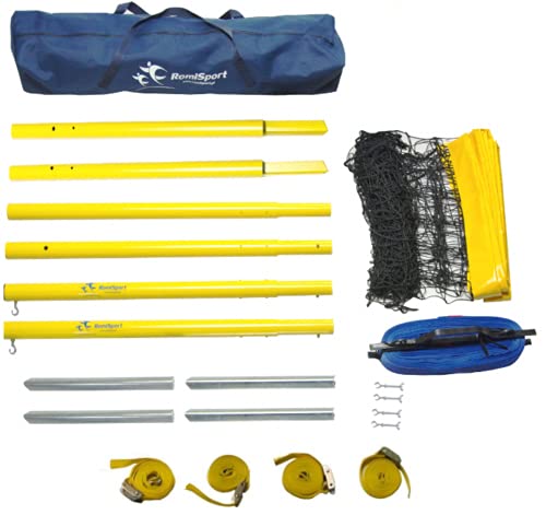 RomiSport Beachvolleyball komplettes Netz + Stahlpfosten + Feldmarkierung Courtline, 8.5 m,...