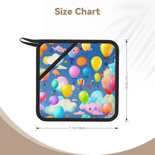 Colorful Balloons Printed Square Silicone Hot Mat (7.1 inches) - Suitable for Frying Pans, Ovens, Grills, Kitchen Tables - Image 2