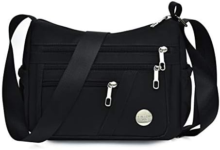 DENGSHANYANG Anti Thief Crossbody Bag for Women Waterproof Shoulder Bag Messenger Bag Casual Nylon Purse Handbag (black)