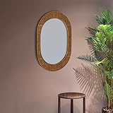 Creative Co-Op Oval Bamboo and Rattan Framed Wall Mirror, Natural