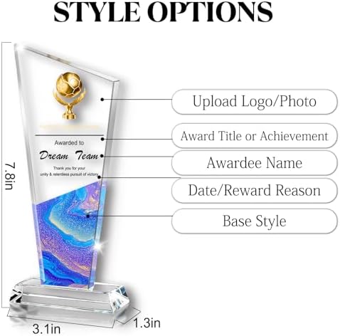 Custom Acrylic Trophy Award Personalized with Text Logo Photo, UV Full Color Printing Acrylic Trophies for Corporate Sports Academic Events Retirement Thank You Gifts-Print1 - 2