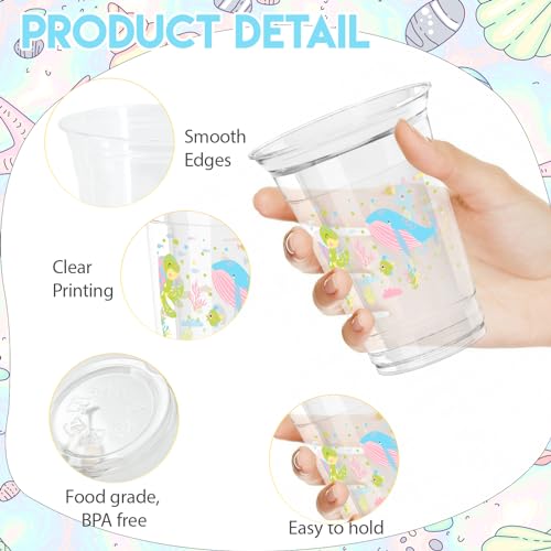 Zcptz 100 Pcs Ocean Themed Party Cups 12 Oz Sea Animals Cups Ocean Birthday Party Decorations,Starfish Shark Shell Drinking Cups Sea Disposable Cups For Ocean Animal Party Baby Shower Party Supplies thumb #1