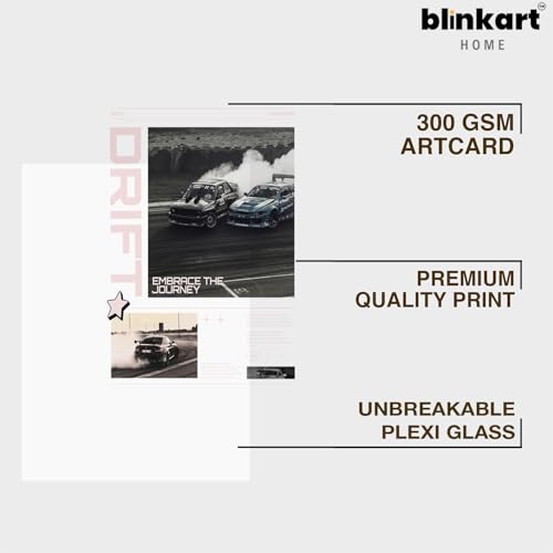 Image of BLINKART Nissan Silvia S15 CarFramed Posters Gift Items Boys Room Wall Decoration Bedroom Office Studio Synthetic Wood Frame & Acrylic Glass Ready to Hang - 18x12 Inch, (A4 Size) - CAR-110