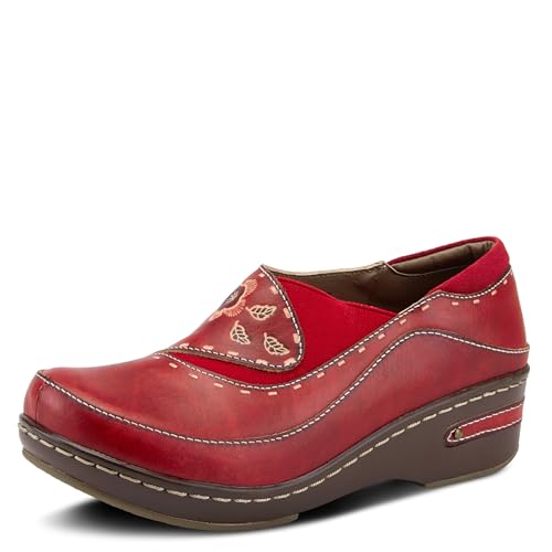 Image of Spring Step L'artiste Burbank Leather Clogs for Women | Designer Hand-Painted Slip-On Shoes | Ladies Casual Platform Clog