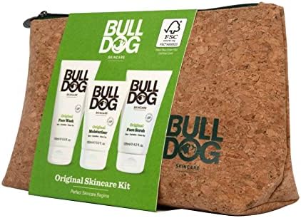 Bulldog Skincare - Original Skincare Kit, Gift Set for Men (x1 Original Moisturiser 100 ml, x1 Original Face Wash 150 ml, x1 Original Face Scrub 125 ml, x1 Cork Wash Bag)