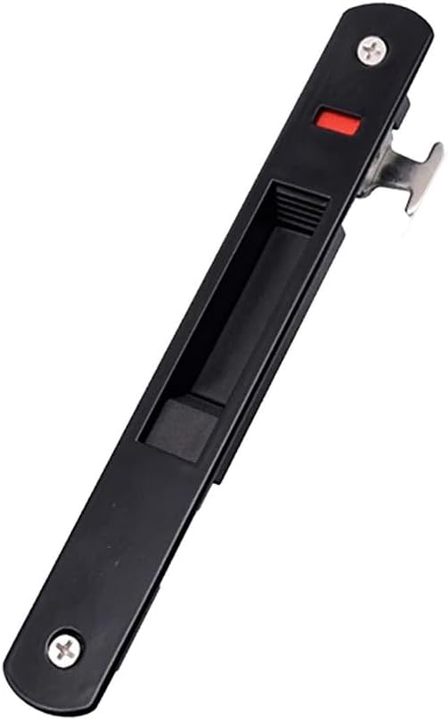 Sliding Glass Patio Door Lock with Single Side Hook Lock, Stainless Steel Sliding Door Lock Strip, Rust Proof and Moisture Resistant Locking Mechanism (Black)