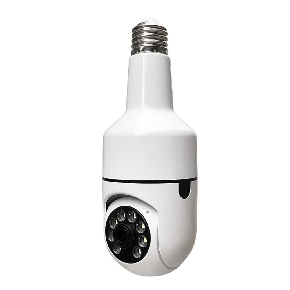 Cam�Ra � Ampoule � T�Te Mobile � 360 �, Cam�Ra de S�Curit� WiFi HD, Cam�Ra de Plafond � D�Fense avec Alarme Sonore et Lumineuse