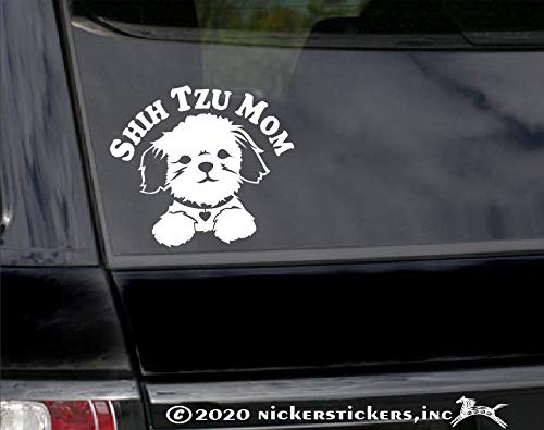 Shih Tzu Mama Vinyl Decal - Removable Dog Lover Car Window Sticker