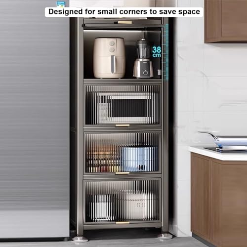Meuble de rangement de cuisine à 4 niveaux support micro-ondes compact 50cm
