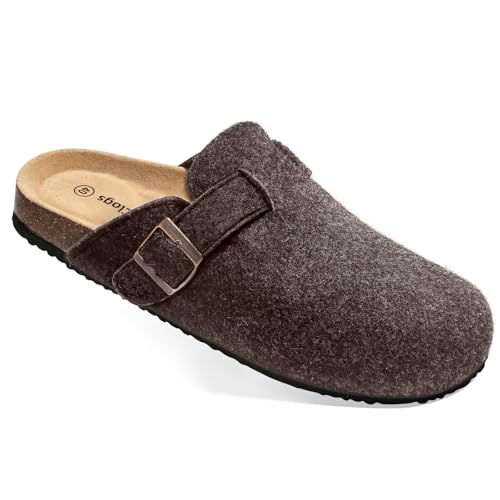 Image of BULLIANT Women Mules Clogs-Memory Foam Cushioned Cork Footbed-Fleece Lined