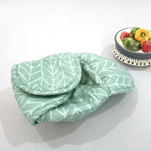 Image of Swayam Microfiber Cloth Roti Casserole | Hot Chapati Box | Washable Bread Basket | 22 cm Round Roti Basket | Geometric Design - Green