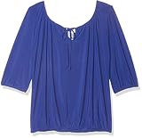 Sin arrugas Star Vixen 3/4 Sleeve Peasant Elastic-hem Keyhole-Tie Top Blusas, Azul Cobalto, XL/Petite para Mujer