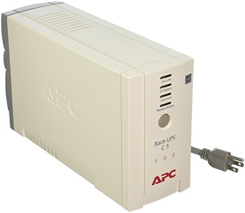 Bag view of APC Back-UPS CS 500VA showing power outlets and ports
