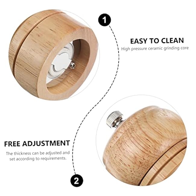 2pcs Wooden Pepper Grinding Tool Manual Masher for Spices Natural Wood Design Ergonomic Grip for Kitchen Use and Seasoning Variety