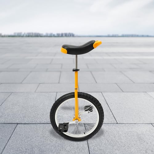 Image of 18inch Unicycle, Outdoor Adjustable Seat Height Sports Unicycle, Portable Thickened Steel Frame Balance Unicycle, W /Saddle & 2 Pedals, for Outdoor Sports Fitness Exercise