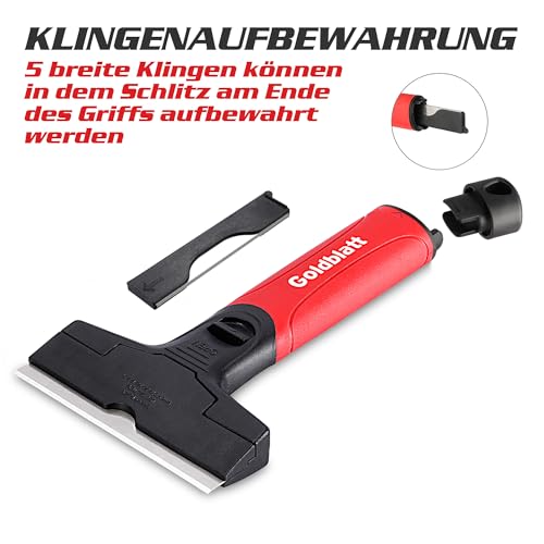 Goldblatt Rasierklingen Schaber, 2-teiliges Rasiermesser Schaber Werkzeug mit 20-teiligen Klingen, Breite & Kurze Klingen für Abziehbilder, Aufkleber, Etiketten, Dichtung, Klebstoff