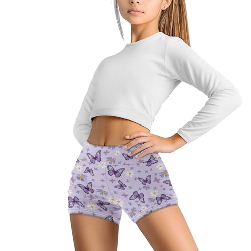 Girls' Sports Shorts for Biking Climbing Running Sports Activities High Waist Comfortable Breathable