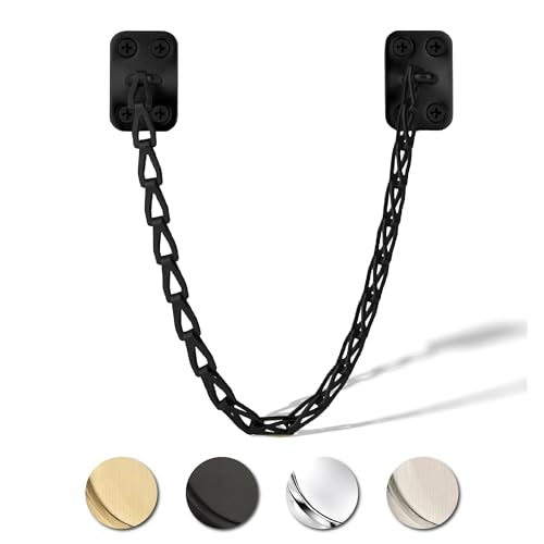 Mega Handles Transom Door Chain 12-Inch Stainless Steel Window & Cabinet Door Limiter Chain Lid Support for Trunks & Chests Powder Coated Screws Included - Matte Black