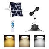 NIORSUN Solar Lights Outdoor, LED Solar Pendant Light 3000K|4000K|5000K| Dimmable Lighting with Remote Control, 16.4ft Cable IP66 Waterproof for Patio, Garage, Camp, Chicken Coop, Shed Barn