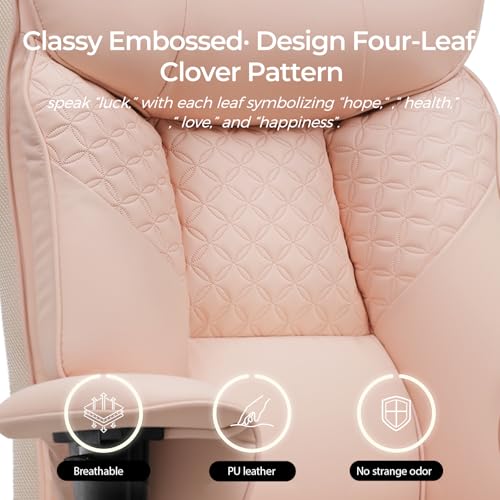 GTRACING Big and Tall Office Chair 400LBS Wide Ergonomic Gaming Chair with Deluxe Embossing Designed Leather with Foot Rest,150°Reclining Adjustable Soft Armrests Pocket Spring Back Support and Pillow