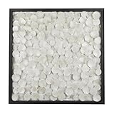 Deco 79 Capiz Shell Geometric Handmade Dimensional Overlapping Wall Decor with Black Metal Frame, 40' x 2' x 40', White
