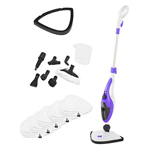 10 in 1 1500W Neo® Hot Steam Mop Cleaner Floor Carpet Window Washer Hand Steamer With 5 Pads (Purple)