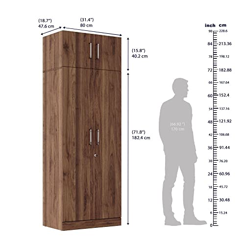 Image of Wakefit Wardrobe for Bedroom | 1 Yr Warranty | Cupboard for Bedroom, Almirah, Wooden Wardrobe, Multi-Shelves with Mirror, Drawer & Hanger, Density:680-750 kg /m, Free Installation (Gingham - CW)