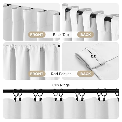 Image of Joydeco Curtains with Concealed Loops, Set of 2, H 260 x W 140 cm, Bleach Blackout Opaque, Long Curtain, Noise Protection, Rod Pocket, Blackout Curtains, Bedroom, Living Room