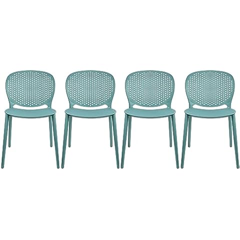 2xhome Set of 4 Blue Contemporary Modern Stackable Assembled Plastic Chair Cover