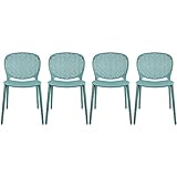 2xhome Set of 4 Patio Dining Chairs | Modern Stackable Outdoor Pool Side Chair | Weather Resistant Plastic for Yard, Porch, Balcony, Kitchen, Teal