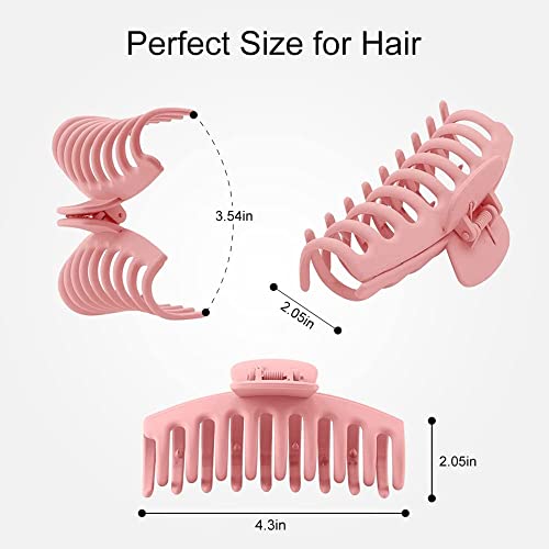 Hair Claw Clips, 8 Pack, Large Hair Clips For Women Girl, 4.3", Hair Clips For Thick Hair, Claw Clips For Thin Hair, 2 Styles 4 Colors Nonslip Large Strong Hold Matte Claw Hair Clips, 90'S Vintage Jaw Clips For Hair #TOP1