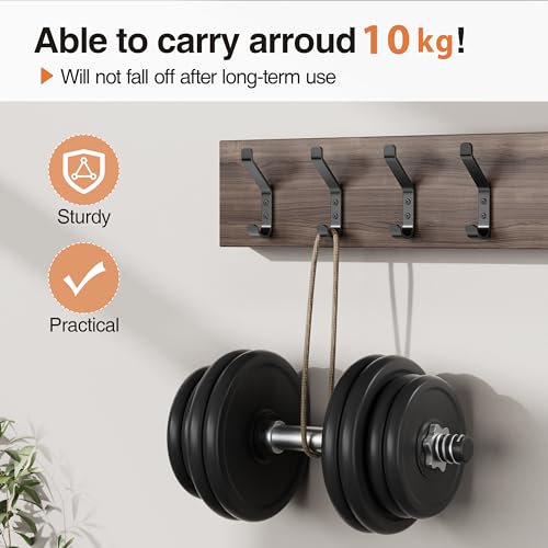 susswiff 10-Pack Black Wall Hooks 10KG Heavy Duty, Metal Wall Mounted Hanging Hooks with Screws - Image 2