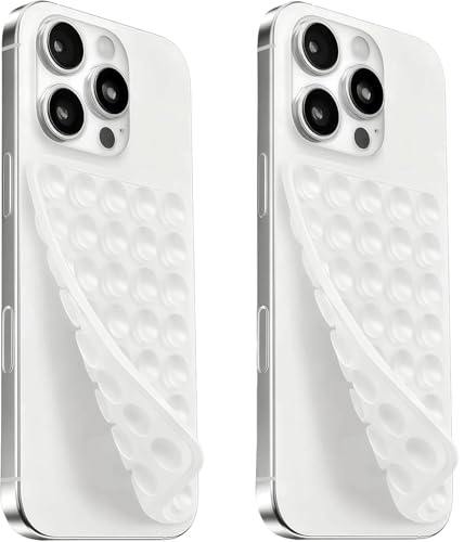Image of 2 Pack Silicone Suction Cup Phone Case Mount Double Sided, Sticky Phone Grip with Higher Suction Power for Cell Phone, Hands-Free Phone Accessories for Selfies and Videos, Clear & Clear
