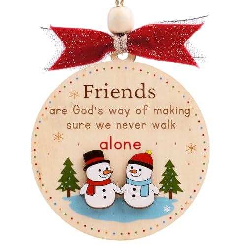 Friends Christmas Ornament 2025 – Wooden Friendship Ornament for Women