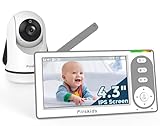 Firskids Baby Monitor 4.3'' Screen - Built in 3500mAh Battery and No WiFi Need, 1000FT Long Range Baby Monitor with Camera with Auto Night Vision,Temperature, 2-Way Talk, 8 Lullabies
