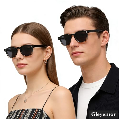 Image of Gleyemor Stylish Retro Sunglasses for Men Women Fashion Vintage Square Sunglasses UV400 Protection Shades