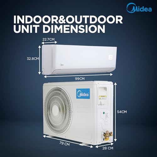 Image of Midea 1.5 Ton 5 Star AC, 6-in-1 Convertible AI Wi-Fi Smart Inverter Split AC (100% Copper, Cooling at 54℃, KW Display, Top PM 2.5 Filter,4 Way Swing, Santis Pro-X RYL(Wi-Fi), MAI20SP5R35W0,White)