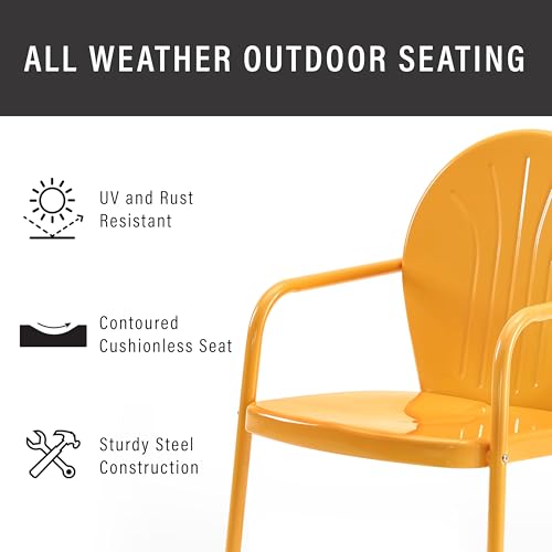 Crosley Furniture CO1001A-TG Griffith Retro Metal Outdoor Chair, Tangerine