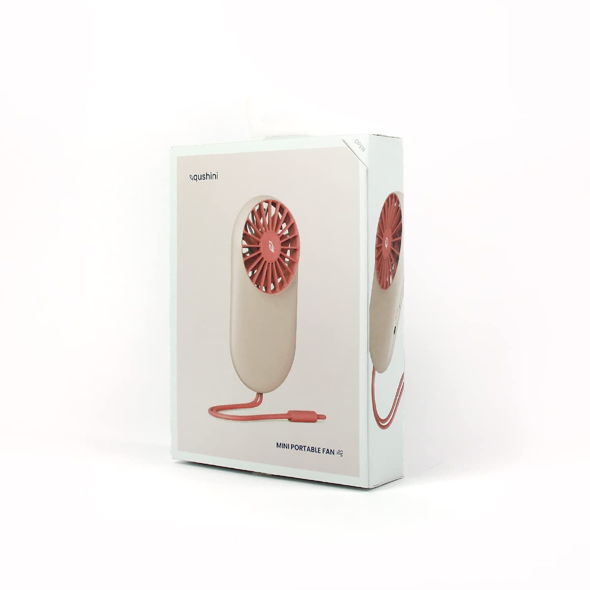 QUSHINI Mini Ventilatore Portatile Silenzioso 2 Velocità - Batteria Ricaricabile 900mAh, Tascabile 17cm, Colore Rosa