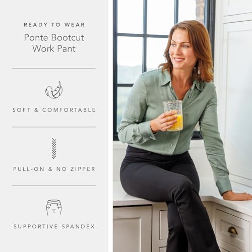 Fishers Finery Women's Ecofabric Ponte Stretch Knit Bootcut Dress Pant, Pull On Mid Rise - New and Improved Fit4