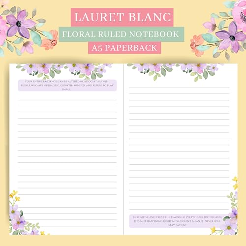 Image of LAURET BLANC Ruled Notebook - A5 Size, 144 Ruled Pages, 90 GSM, Paperback (Make It Happen.)