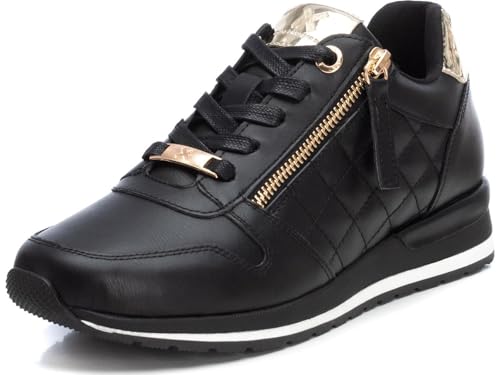 XTI - Zapatilla Cierre de Cremallera para Mujer, Color: Negro, Talla: 37