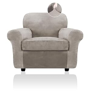FestiCorp Sofa Cover, Velvet Couch Covers for Dogs, Stretch Sofa Slipcovers, Thick Furniture Covers for Pets, Washable Chair Cover, Armchair, Taupe