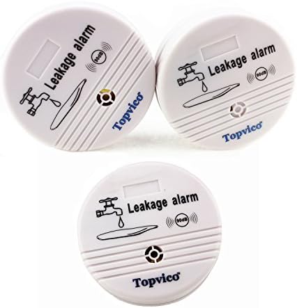 Topvico Water Leak Alarm Flood Sensor Detector 90dB Work Alone Home Security 3 Pack