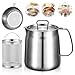 Produktbild Fettbehälter für Speckfett, 2L Mini Frittiertopf Edelstahl mit Sieb Ölsieb-Topf Ölbehälter, Speckfettbehälter Küchenwerkzeug zur Aufbewahrung von Frittieröl und Speisefett